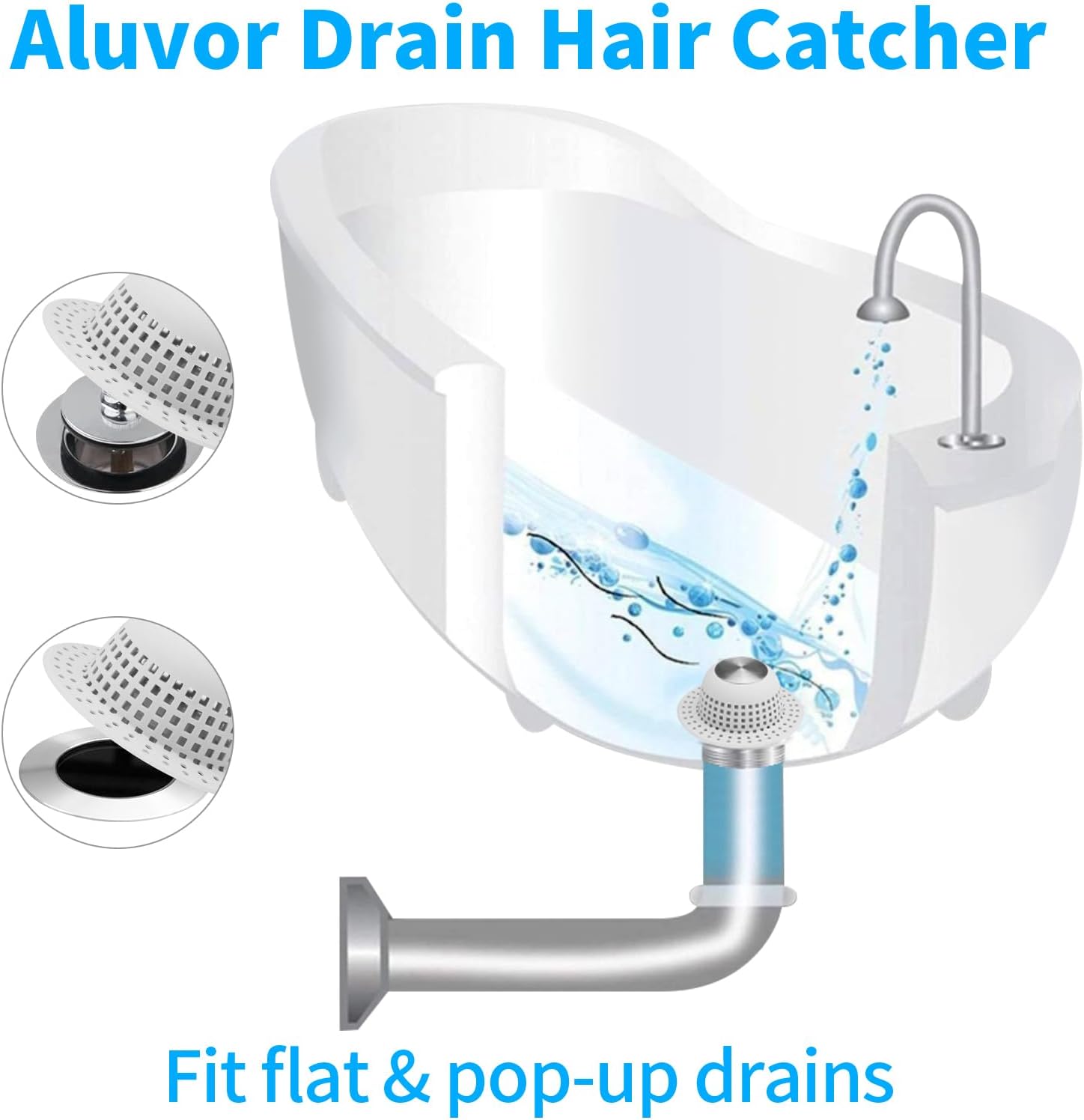Shower Drain Hair Catcher Bathtub Drain Cover Shower Protector for Pop-Up & Regular Drains